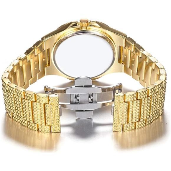 Luxury Bling-ed Out Colorful Diamond Watches Quartz Analog Stainless Steel Band - Picture 5 of 5